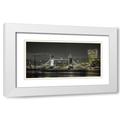 Famous Tower Bridge over River Thames, London, UK, FTBR-1908 White Modern Wood Framed Art Print with Double Matting by Frank, Assaf