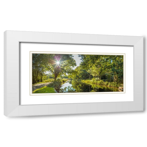 Basingstoke canal in countryside, UK White Modern Wood Framed Art Print with Double Matting by Frank, Assaf