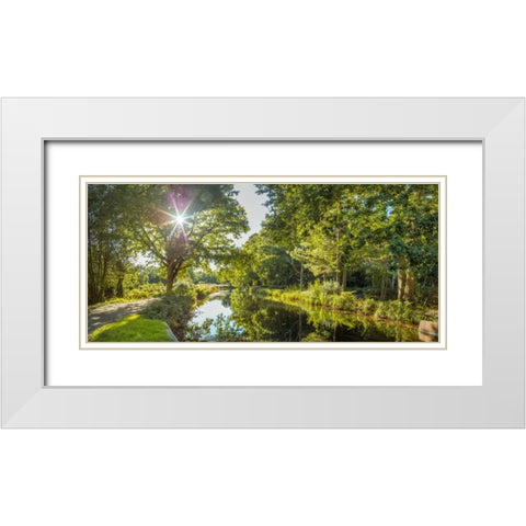 Basingstoke canal in countryside, UK White Modern Wood Framed Art Print with Double Matting by Frank, Assaf