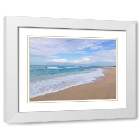Beautiful tropical beach White Modern Wood Framed Art Print with Double Matting by Frank, Assaf
