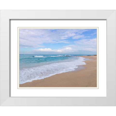Beautiful tropical beach White Modern Wood Framed Art Print with Double Matting by Frank, Assaf