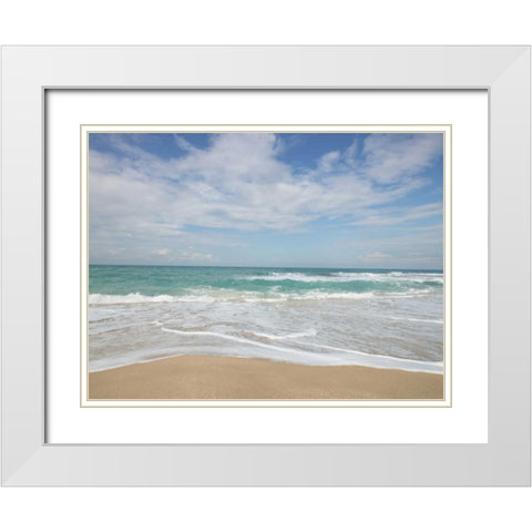 Beautiful tropical beach White Modern Wood Framed Art Print with Double Matting by Frank, Assaf