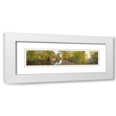 Small canal through forest White Modern Wood Framed Art Print with Double Matting by Frank, Assaf