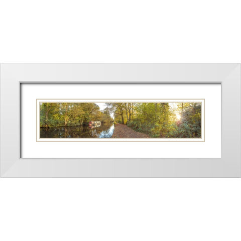 Small canal through forest White Modern Wood Framed Art Print with Double Matting by Frank, Assaf