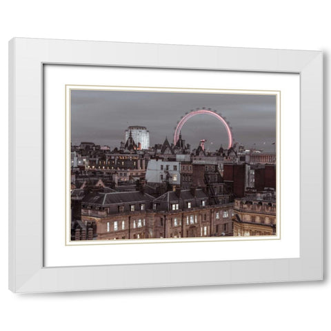 London cityscape with Millennium Wheel White Modern Wood Framed Art Print with Double Matting by Frank, Assaf