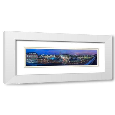 Panoramic view of London city in evening White Modern Wood Framed Art Print with Double Matting by Frank, Assaf