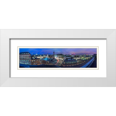 Panoramic view of London city in evening White Modern Wood Framed Art Print with Double Matting by Frank, Assaf