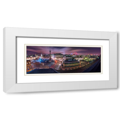 Panoramic view of London city in evening White Modern Wood Framed Art Print with Double Matting by Frank, Assaf