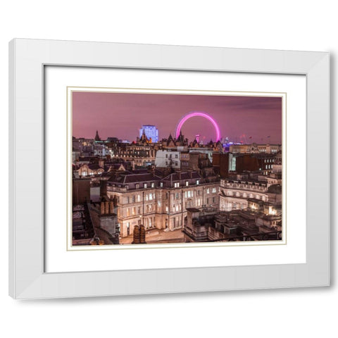 View of London city in evening White Modern Wood Framed Art Print with Double Matting by Frank, Assaf