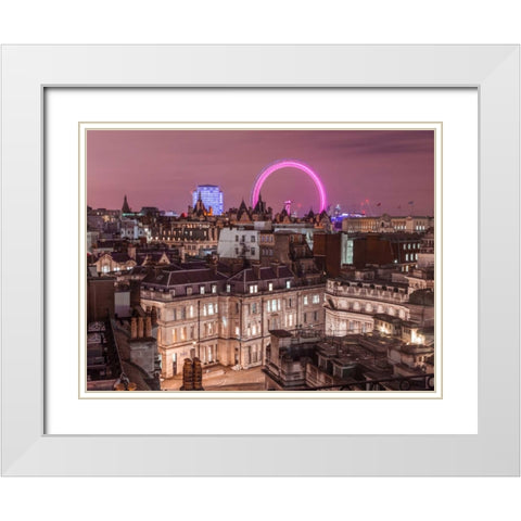 View of London city in evening White Modern Wood Framed Art Print with Double Matting by Frank, Assaf