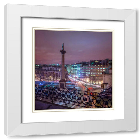 Evening view of Trafalgar Square, London, UK White Modern Wood Framed Art Print with Double Matting by Frank, Assaf