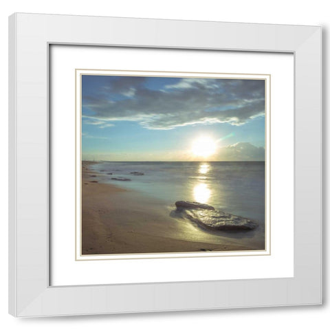 Tranquil beach White Modern Wood Framed Art Print with Double Matting by Frank, Assaf