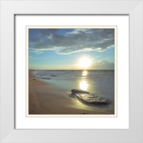 Tranquil beach White Modern Wood Framed Art Print with Double Matting by Frank, Assaf