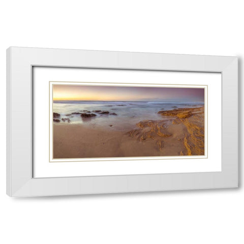 Sunset on rocky beach with colorful sky White Modern Wood Framed Art Print with Double Matting by Frank, Assaf