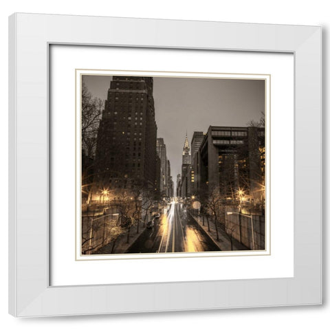 New York city skyline with Chrysler Building in background White Modern Wood Framed Art Print with Double Matting by Frank, Assaf