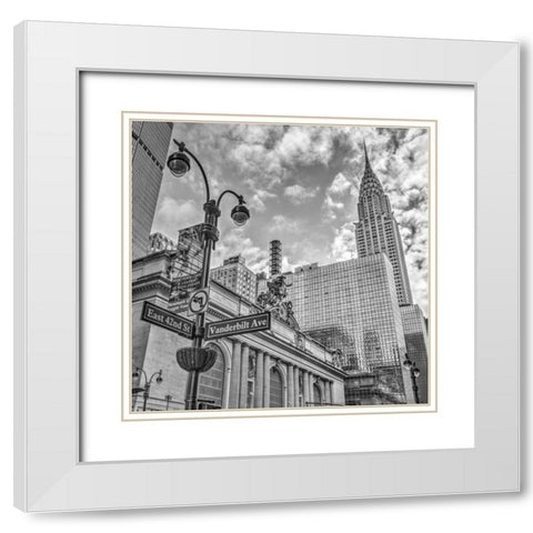 New York city scape with Chrysler Building White Modern Wood Framed Art Print with Double Matting by Frank, Assaf