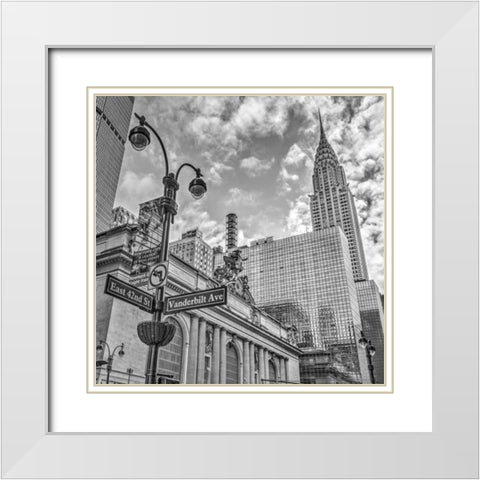 New York city scape with Chrysler Building White Modern Wood Framed Art Print with Double Matting by Frank, Assaf