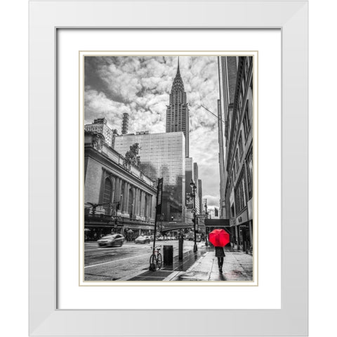 New York city scape with Chrysler Building,FTBR 1854 White Modern Wood Framed Art Print with Double Matting by Frank, Assaf
