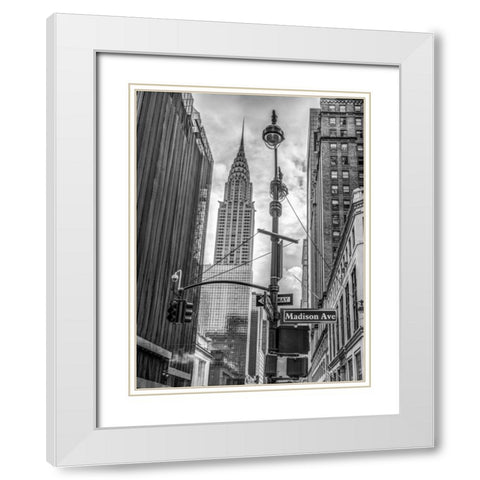 New York city scape with Chrysler Building White Modern Wood Framed Art Print with Double Matting by Frank, Assaf