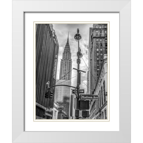 New York city scape with Chrysler Building White Modern Wood Framed Art Print with Double Matting by Frank, Assaf