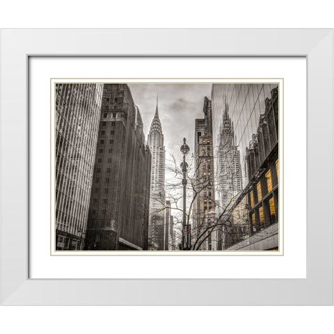 New York city scape with Chrysler Building White Modern Wood Framed Art Print with Double Matting by Frank, Assaf