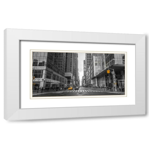 Cab on New York city street White Modern Wood Framed Art Print with Double Matting by Frank, Assaf