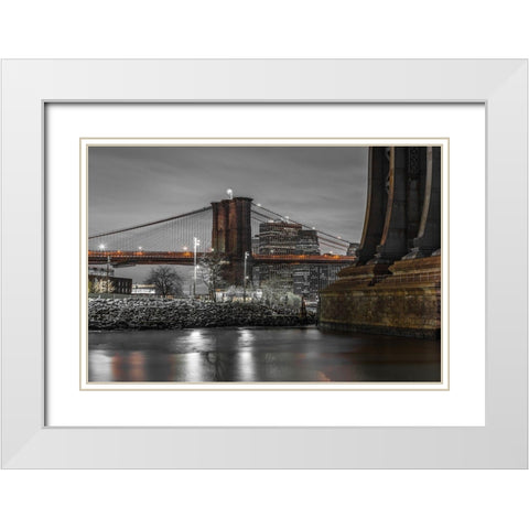 Brooklyn Bridge-New York White Modern Wood Framed Art Print with Double Matting by Frank, Assaf