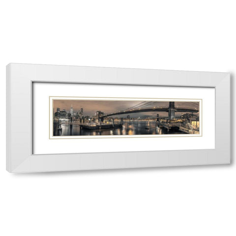 Brooklyn bridge over East river, New York White Modern Wood Framed Art Print with Double Matting by Frank, Assaf