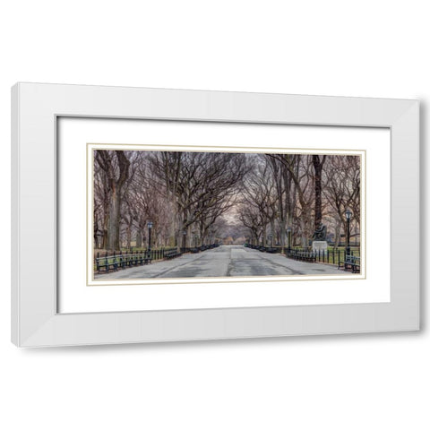Pathway through Central park, New York White Modern Wood Framed Art Print with Double Matting by Frank, Assaf