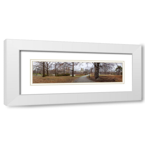 Pathway through Central park, New York White Modern Wood Framed Art Print with Double Matting by Frank, Assaf