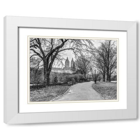 Central park with Manhattan skyline, New York White Modern Wood Framed Art Print with Double Matting by Frank, Assaf
