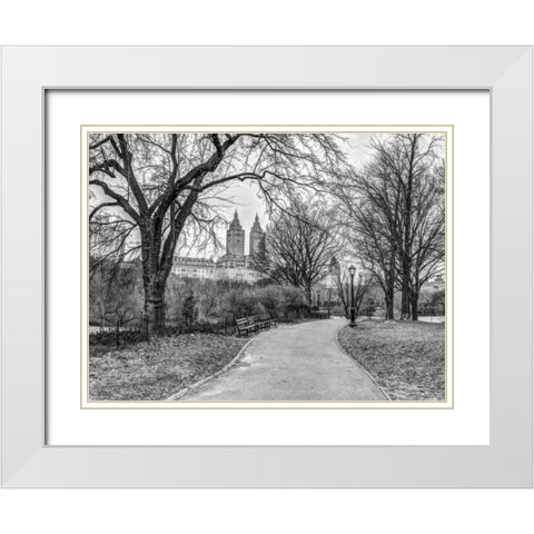 Central park with Manhattan skyline, New York White Modern Wood Framed Art Print with Double Matting by Frank, Assaf