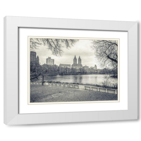 Central park with Manhattan skyline, New York White Modern Wood Framed Art Print with Double Matting by Frank, Assaf