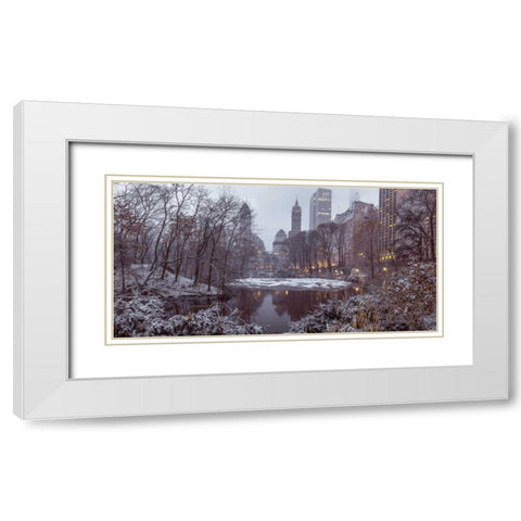 Central park with Manhattan skyline, New York White Modern Wood Framed Art Print with Double Matting by Frank, Assaf