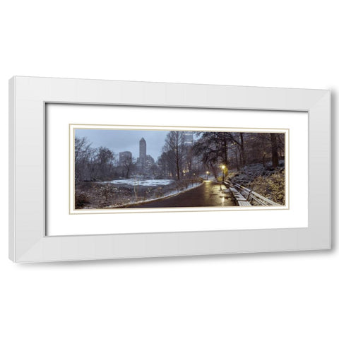 Central park with Manhattan skyline, New York White Modern Wood Framed Art Print with Double Matting by Frank, Assaf