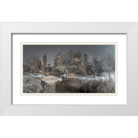 Central park with Manhattan skyline, New York White Modern Wood Framed Art Print with Double Matting by Frank, Assaf