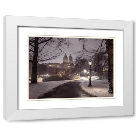 Central park with Manhattan skyline, New York White Modern Wood Framed Art Print with Double Matting by Frank, Assaf