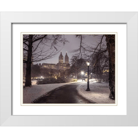 Central park with Manhattan skyline, New York White Modern Wood Framed Art Print with Double Matting by Frank, Assaf