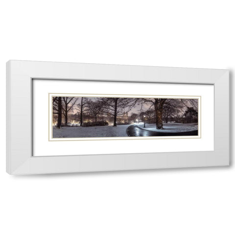 Central park with Manhattan skyline, New York White Modern Wood Framed Art Print with Double Matting by Frank, Assaf