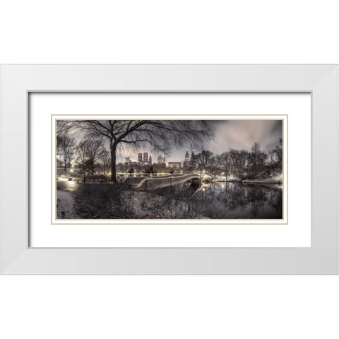 Central park with Manhattan skyline, New York White Modern Wood Framed Art Print with Double Matting by Frank, Assaf