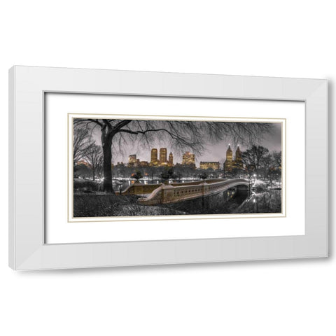 Central park with Manhattan skyline, New York White Modern Wood Framed Art Print with Double Matting by Frank, Assaf