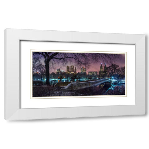 Central park with Manhattan skyline, New York White Modern Wood Framed Art Print with Double Matting by Frank, Assaf