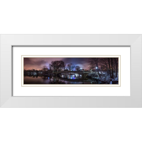 Central park with Manhattan skyline, New York White Modern Wood Framed Art Print with Double Matting by Frank, Assaf