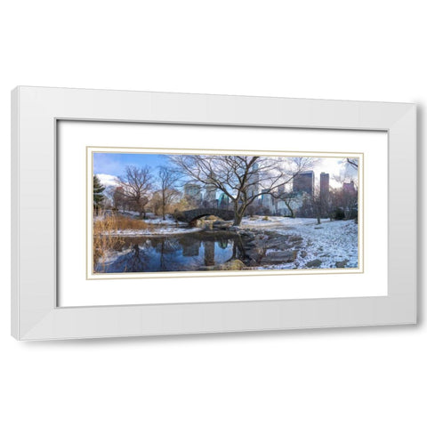 Central park with Lower Manhattan skyline, New York White Modern Wood Framed Art Print with Double Matting by Frank, Assaf