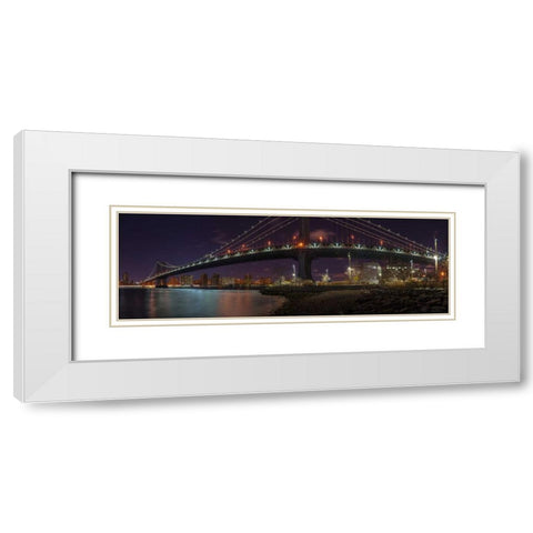 Manhattan bridge and Lower Manhattan skyline, New York White Modern Wood Framed Art Print with Double Matting by Frank, Assaf