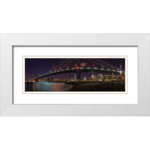 Manhattan bridge and Lower Manhattan skyline, New York White Modern Wood Framed Art Print with Double Matting by Frank, Assaf