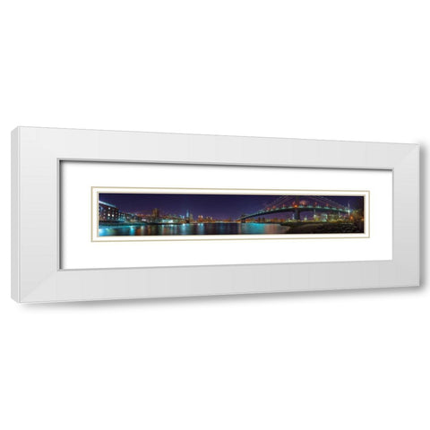 Brooklyn bridge and Manhattan bridge over East river, Lower Manhattan, New York White Modern Wood Framed Art Print with Double Matting by Frank, Assaf