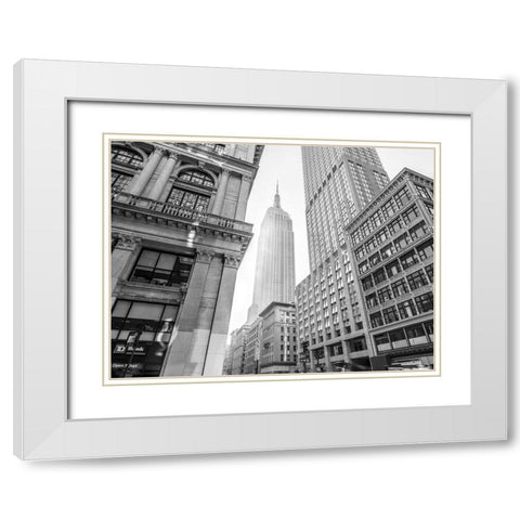Empire state building, New York White Modern Wood Framed Art Print with Double Matting by Frank, Assaf