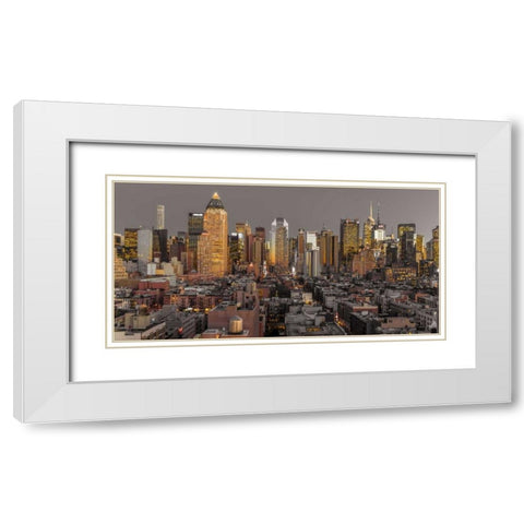 Lower Manhattan cityscape, New York White Modern Wood Framed Art Print with Double Matting by Frank, Assaf