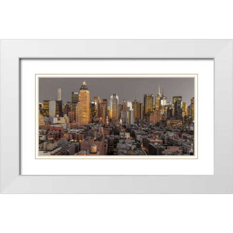 Lower Manhattan cityscape, New York White Modern Wood Framed Art Print with Double Matting by Frank, Assaf